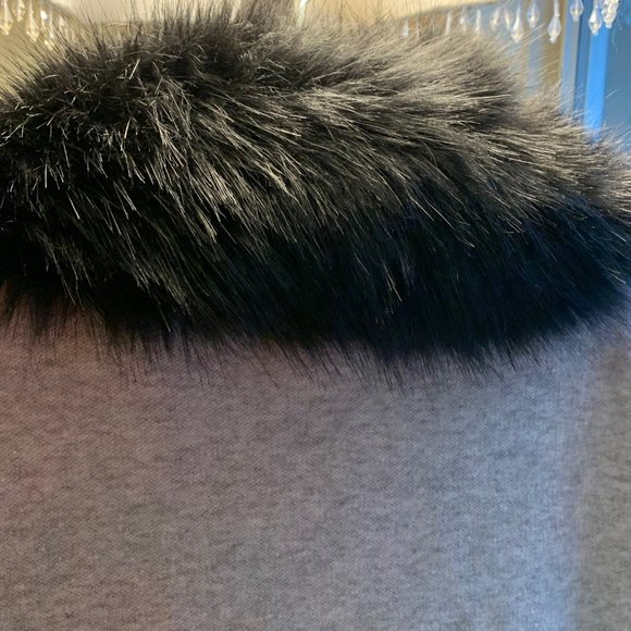 Tristan, Cardigan, Jacket, with faux fur collar, Snap buttons, Size L/M. Grey. - Picture 8 of 12